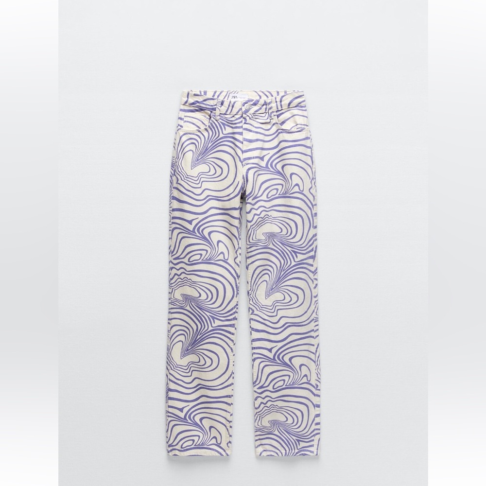 PRINTED STRAIGHT LEG JEANS